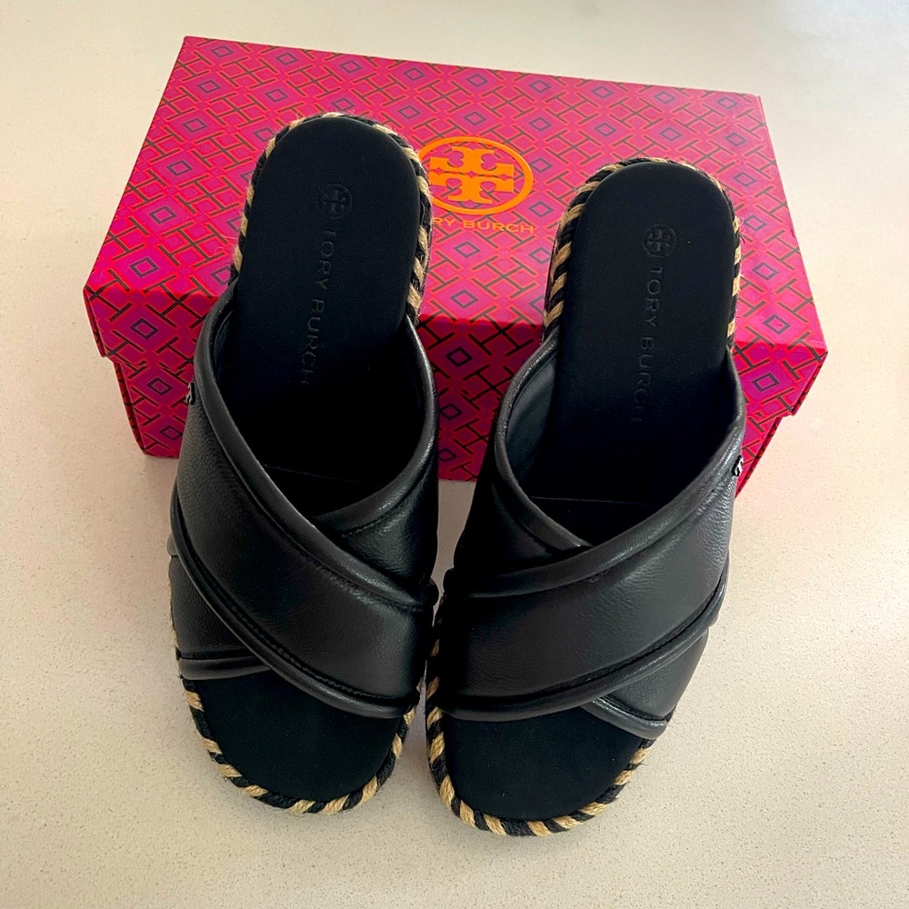 Tory Burch criss cross espadrille slide size 9